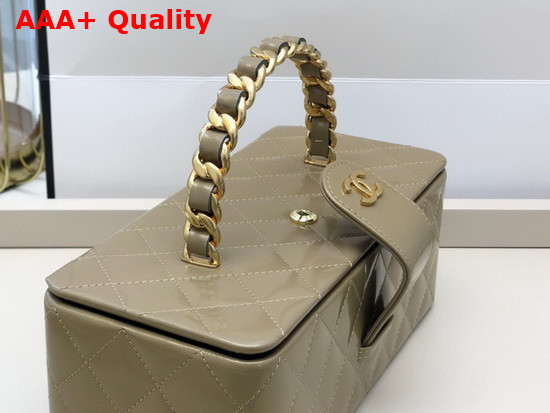 Chanel Vanity Case in Khaki Patent Leather Replica