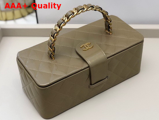 Chanel Vanity Case in Khaki Patent Leather Replica