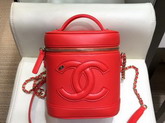 Chanel Vanity Case in Orange Lambskin AS0323