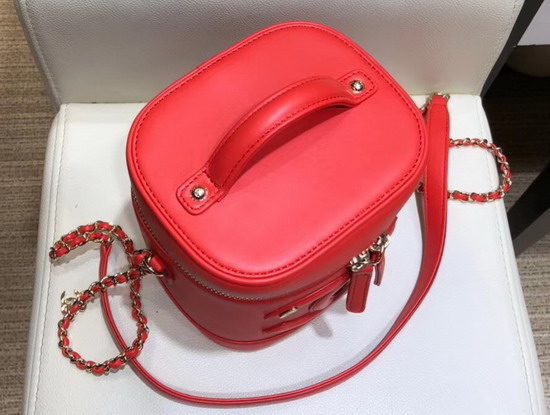 Chanel Vanity Case in Orange Lambskin AS0323