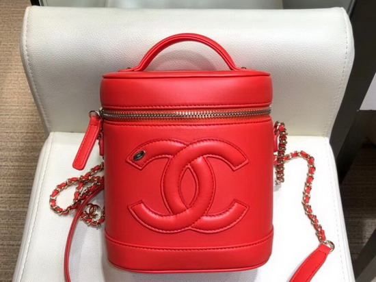 Chanel Vanity Case in Orange Lambskin AS0323