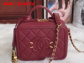 Chanel Vanity Case in Oxblood Grained Calfskin Gold Tone Metal Replica