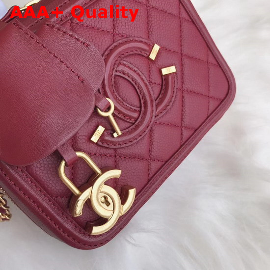 Chanel Vanity Case in Oxblood Grained Calfskin Gold Tone Metal Replica