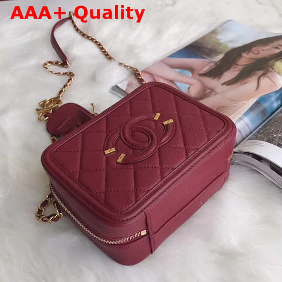 Chanel Vanity Case in Oxblood Grained Calfskin Gold Tone Metal Replica