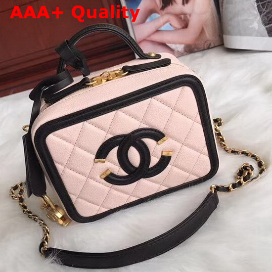 Chanel Vanity Case in Pink Grained Calfskin Gold Tone Metal Replica