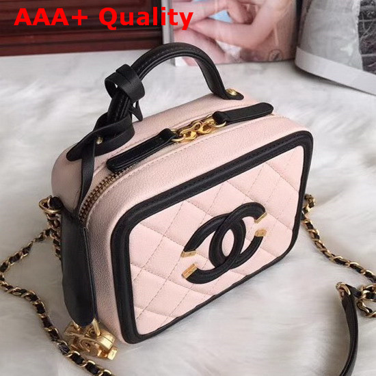 Chanel Vanity Case in Pink Grained Calfskin Gold Tone Metal Replica