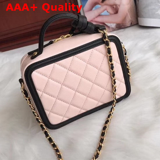 Chanel Vanity Case in Pink Grained Calfskin Gold Tone Metal Replica