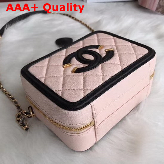 Chanel Vanity Case in Pink Grained Calfskin Gold Tone Metal Replica