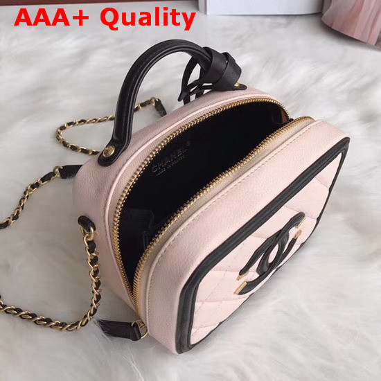 Chanel Vanity Case in Pink Grained Calfskin Gold Tone Metal Replica