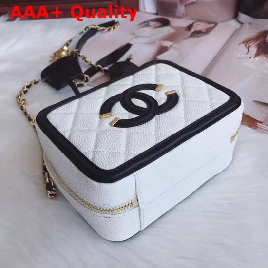 Chanel Vanity Case in White Grained Calfskin Gold Tone Metal Replica