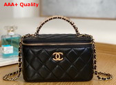 Chanel Vanity with Chain Black Lambskin Gold Tone Metal AP3012 Replica