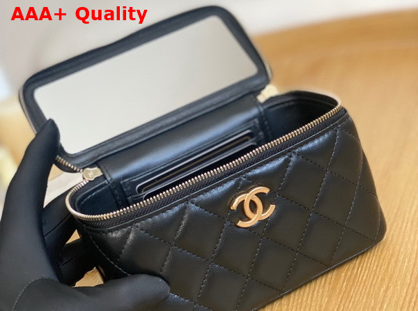 Chanel Vanity with Chain Black Lambskin Gold Tone Metal AP3012 Replica