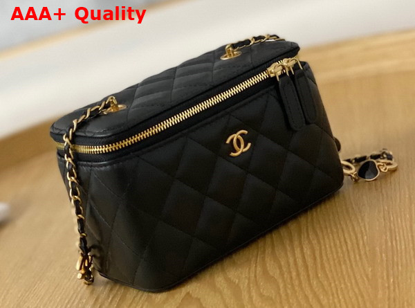 Chanel Vanity with Chain Lambskin Resin Gold Tone Metal Black Replica