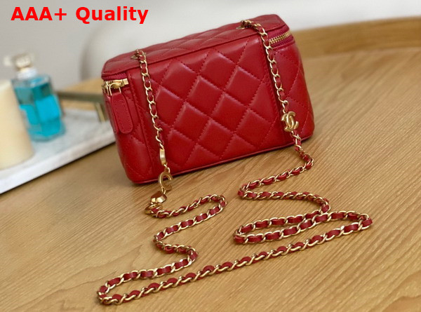 Chanel Vanity with Chain Lambskin Resin Gold Tone Metal Red Replica