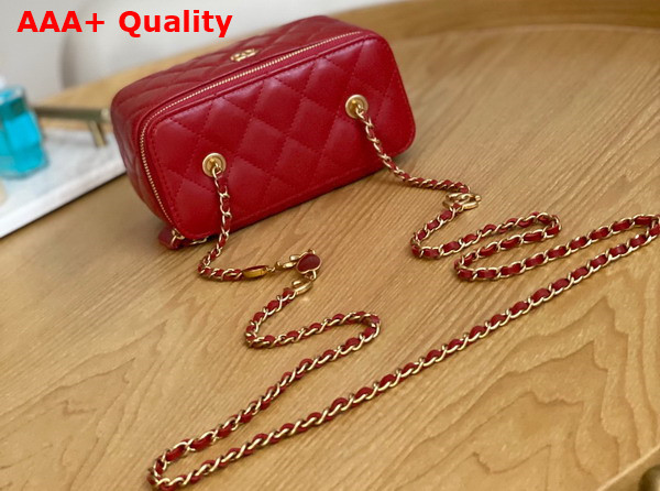 Chanel Vanity with Chain Lambskin Resin Gold Tone Metal Red Replica