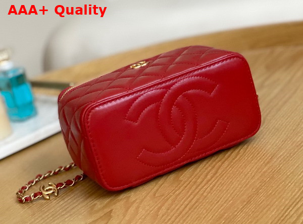 Chanel Vanity with Chain Lambskin Resin Gold Tone Metal Red Replica