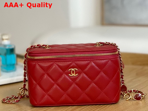 Chanel Vanity with Chain Lambskin Resin Gold Tone Metal Red Replica