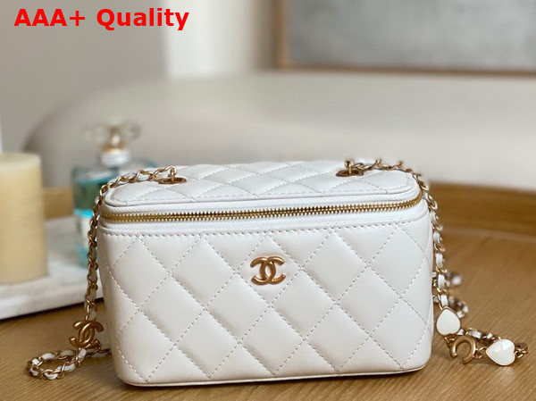 Chanel Vanity with Chain Lambskin Resin Gold Tone Metal White Replica