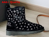 Chanel Velvet Snow Boots in Black Decorated with Crystas Replica