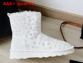 Chanel Velvet Snow Boots in White Decorated with Crystas Replica