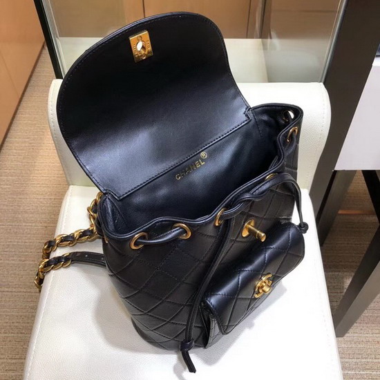 Chanel Vintage Duma Backpack in Black Quilted Lambskin