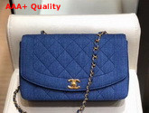 Chanel Vintage Flap Bag in Blue Denim with Light Gold Metal Replica