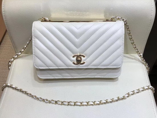 Chanel WOC White Chevron Lambskin