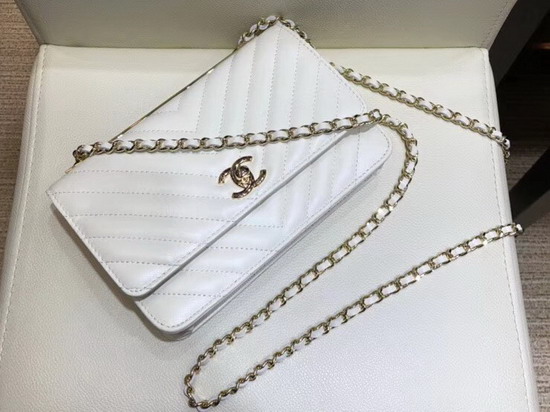 Chanel WOC White Chevron Lambskin