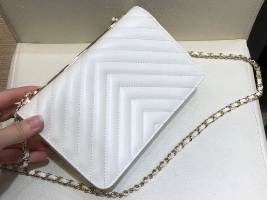 Chanel WOC White Chevron Lambskin