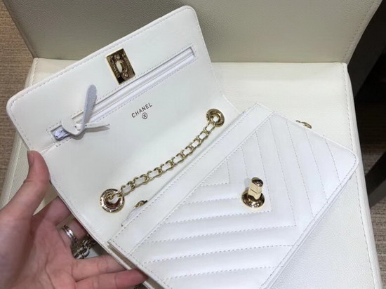 Chanel WOC White Chevron Lambskin