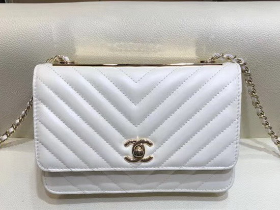 Chanel WOC White Chevron Lambskin