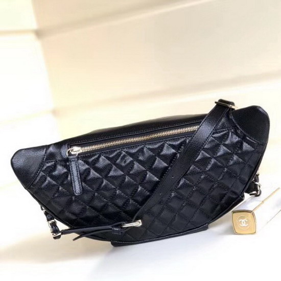 Chanel Waist Bag Black Crumpled Lambskin