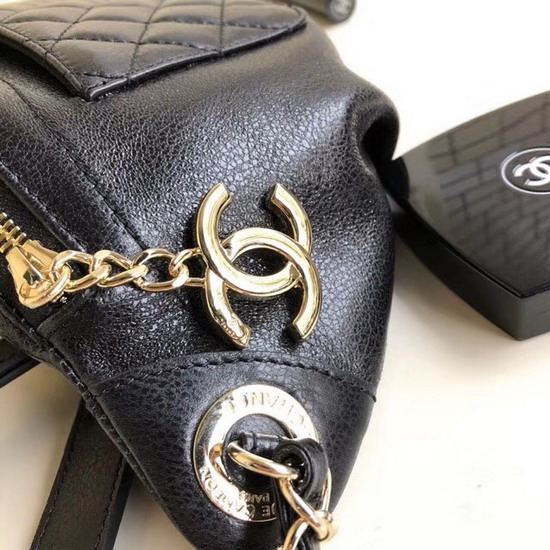 Chanel Waist Bag Black Crumpled Lambskin