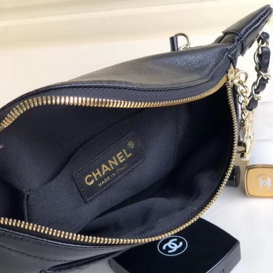 Chanel Waist Bag Black Crumpled Lambskin