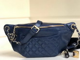 Chanel Waist Bag Blue Crumpled Lambskin