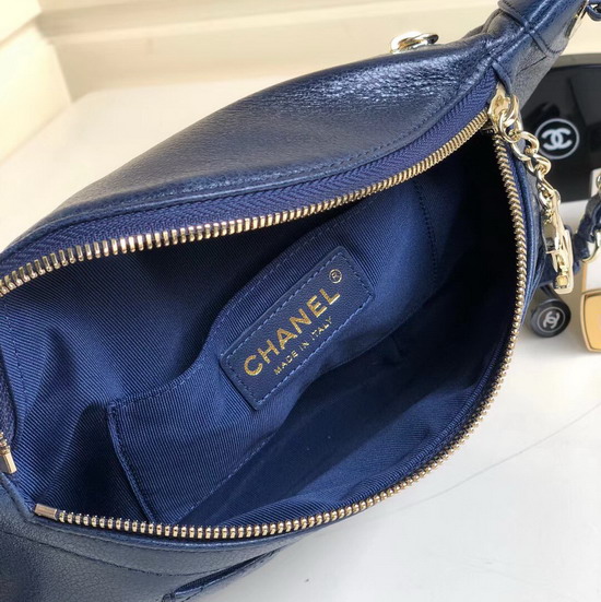 Chanel Waist Bag Blue Crumpled Lambskin