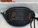 Chanel Waist Bag Calfskin Gold Tone Silver Tone and Ruthenium Finish Metal Black AS1783 Replica