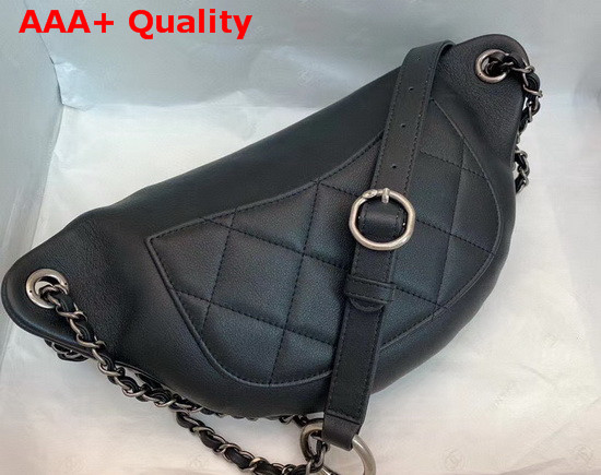 Chanel Waist Bag Calfskin Gold Tone Silver Tone and Ruthenium Finish Metal Black AS1783 Replica