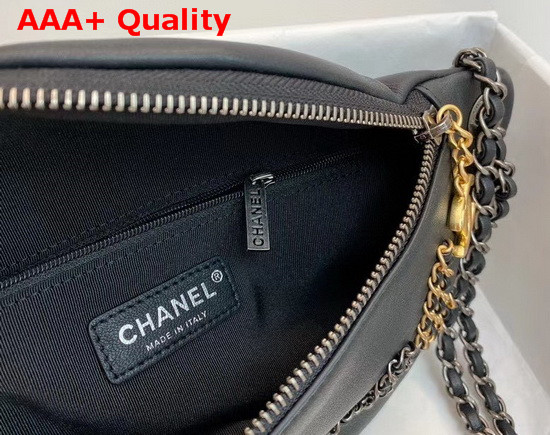 Chanel Waist Bag Calfskin Gold Tone Silver Tone and Ruthenium Finish Metal Black AS1783 Replica