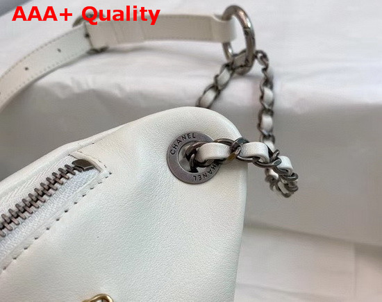 Chanel Waist Bag Calfskin Gold Tone Silver Tone and Ruthenium Finish Metal White AS1783 Replica