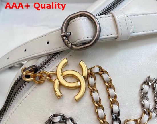 Chanel Waist Bag Calfskin Gold Tone Silver Tone and Ruthenium Finish Metal White AS1783 Replica