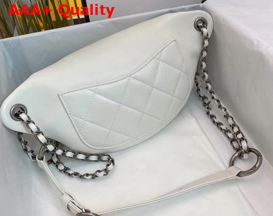 Chanel Waist Bag Calfskin Gold Tone Silver Tone and Ruthenium Finish Metal White AS1783 Replica