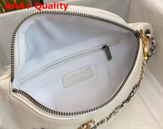 Chanel Waist Bag Calfskin Gold Tone Silver Tone and Ruthenium Finish Metal White AS1783 Replica