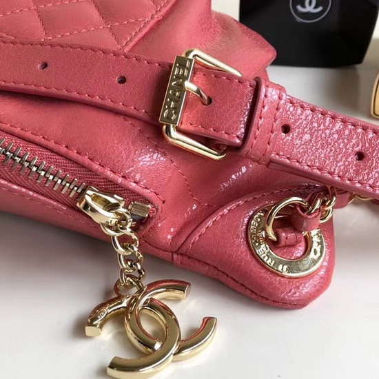 Chanel Waist Bag Crumpled Lambskin Gold Tone Metal Pink