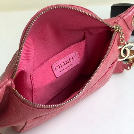 Chanel Waist Bag Crumpled Lambskin Gold Tone Metal Pink