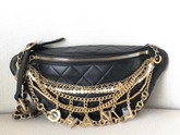 Chanel Waist Bag Lambskin Gold Tone and Silver Tone Metal Black AS0775