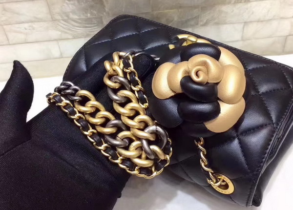 Chanel Waist Bag Lambskin Metallic Calfskin Dark Gold and Black For Sale