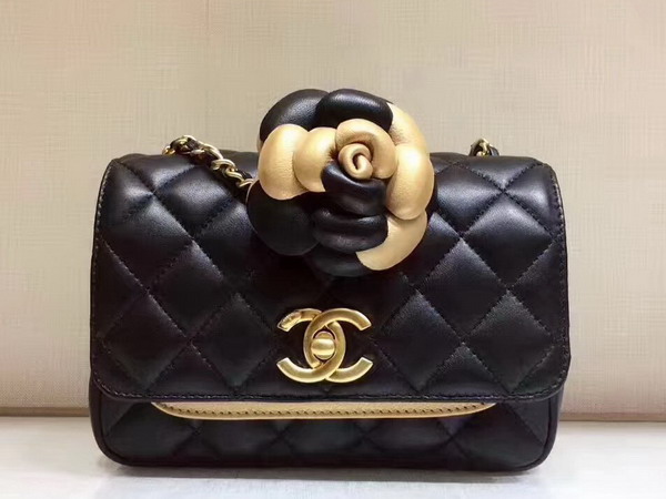 Chanel Waist Bag Lambskin Metallic Calfskin Dark Gold and Black For Sale