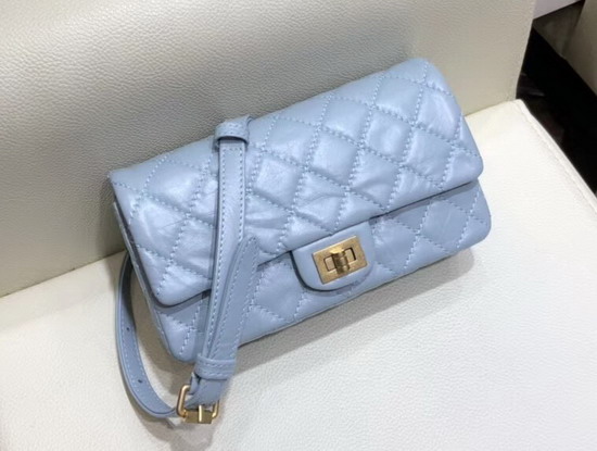 Chanel Waist Bag Light Blue Aged Calfskin and Gold Tone Metal A57791