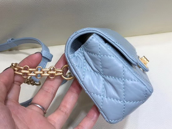 Chanel Waist Bag Light Blue Aged Calfskin and Gold Tone Metal A57791